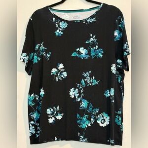 Croft & Barrow Teal and Black Boxy Short Sleeve Tee